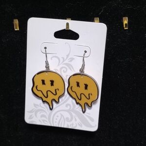 Yellow Dripping Smiley Face Earrings